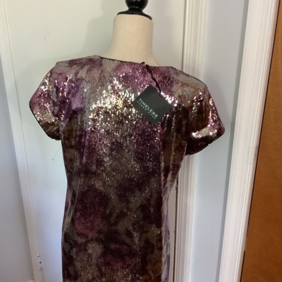 NWT TIMELESS NAEEM KHAN MAXI DRESS LARGE PURPLE SILVER SEQUINS WEDDING PARTY - Picture 3 of 12